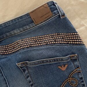 Emporio Armani Mischa jeans 30 straight slim light blue western beading